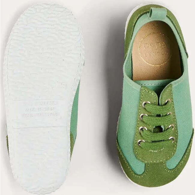 Canvas Lace Up Plimsols in Green - Sneakers - 5
