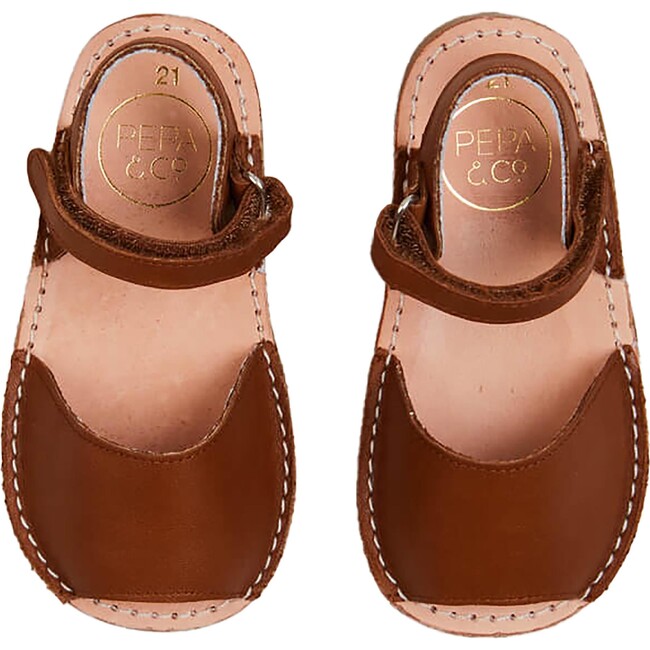 Open Toe Leather Sandals, Brown