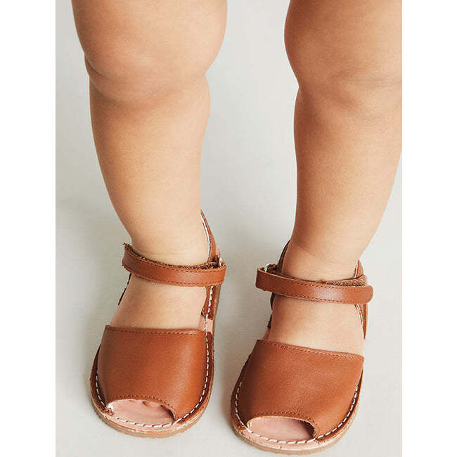 Open Toe Leather Sandals, Brown