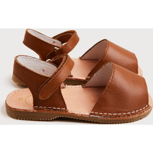 Open Toe Leather Sandals, Brown - Sandals - 4