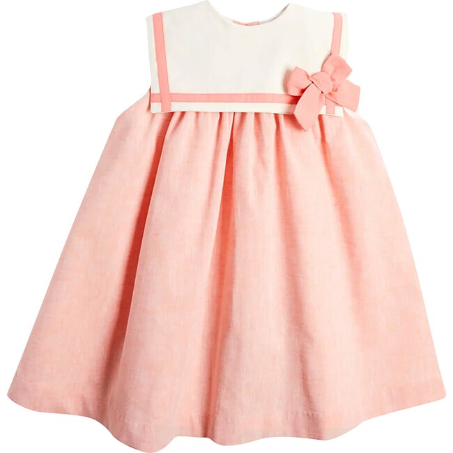 Linen Blend Trapeze Dress, Peach Orange