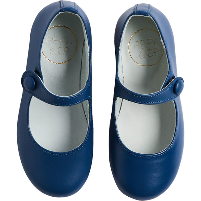 Leather Mary Jane Shoes, Blue - Mary Janes - 1