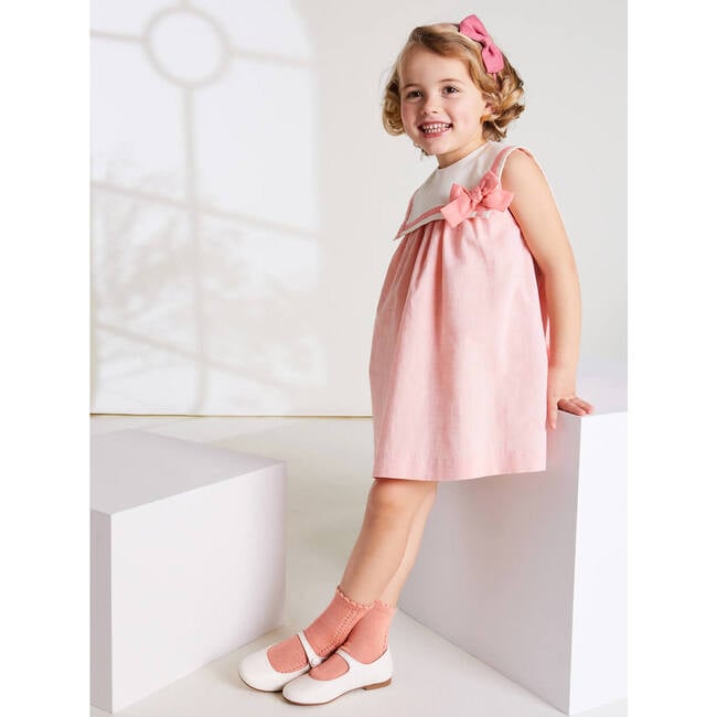 Linen Blend Trapeze Dress, Peach Orange