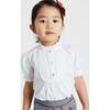 Frilly Neck Pleated Short Sleeve Blouse, White - Blouses - 2 - thumbnail