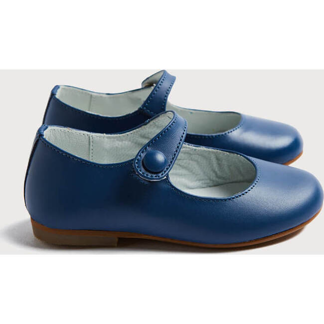 Leather Mary Jane Shoes, Blue - Mary Janes - 4