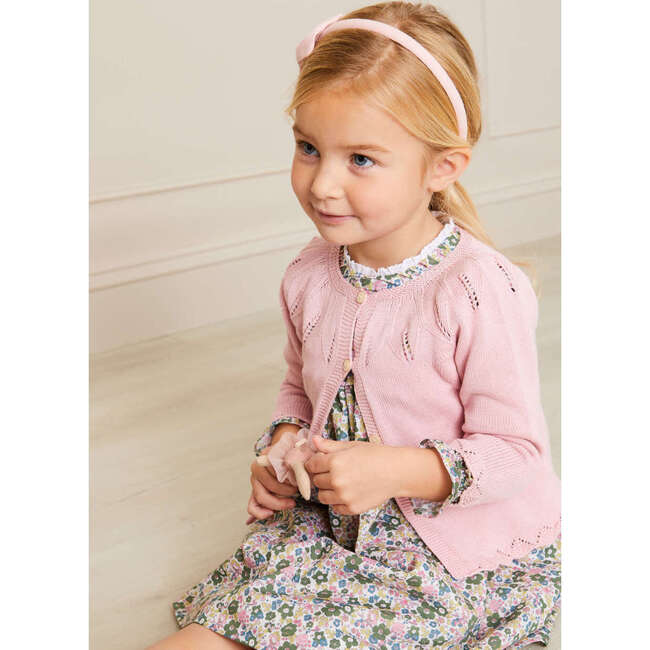 Emilia Floral Print Pleated Front Long Sleeve Dress, Green - Dresses - 4