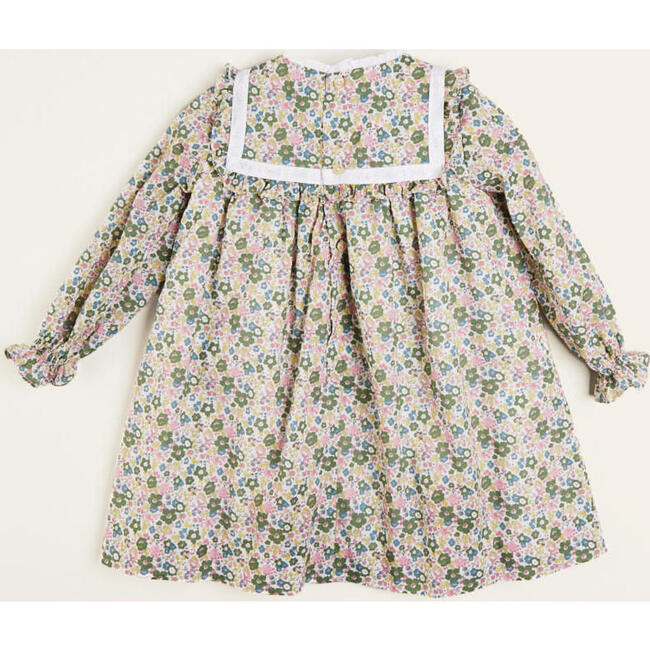 Emilia Floral Print Pleated Front Long Sleeve Dress, Green - Dresses - 5