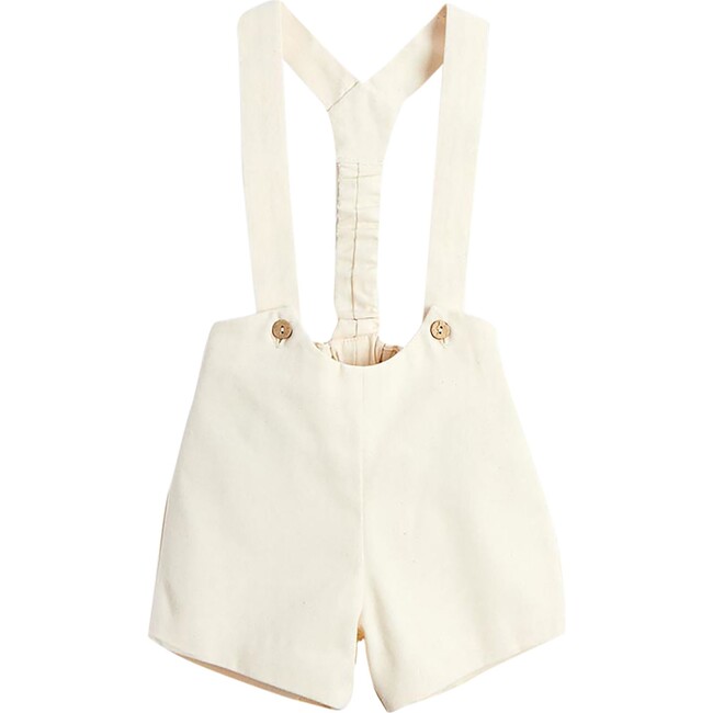 Button Detail Shorts with Braces, Beige