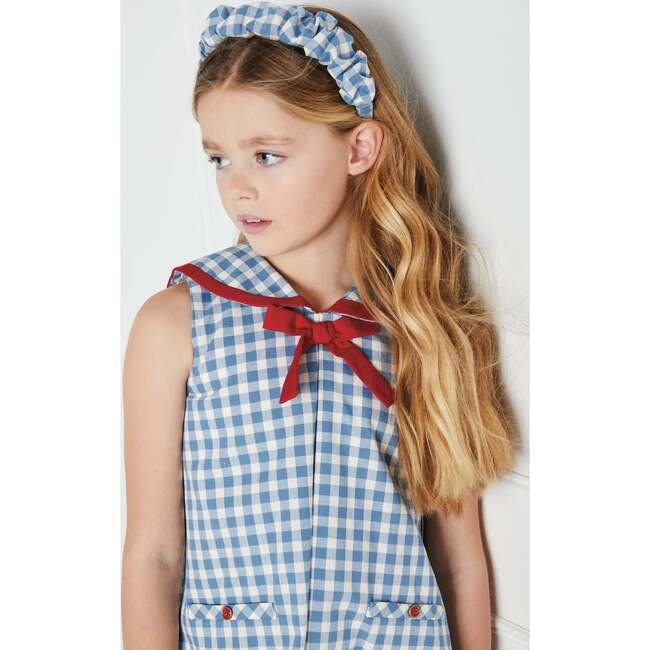 Gingham Scrunchie Hairband, Blue