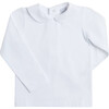 Peter Pan Collar Long Sleeve Top, White - T-Shirts - 1 - thumbnail