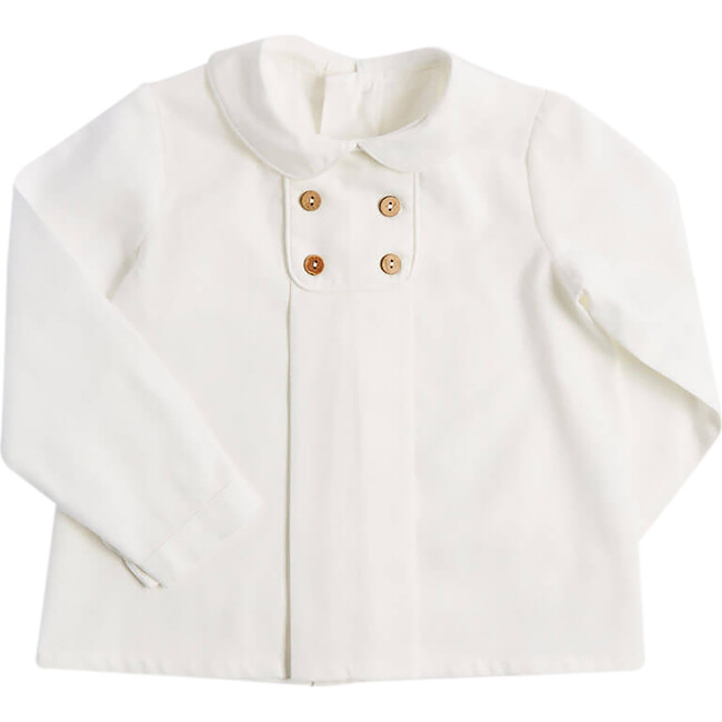 Peter Pan Collar Front Button Shirt, White