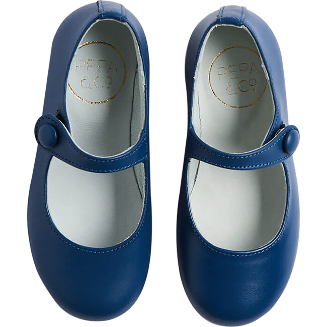 Leather Mary Jane Shoes, Blue - Mary Janes - 1
