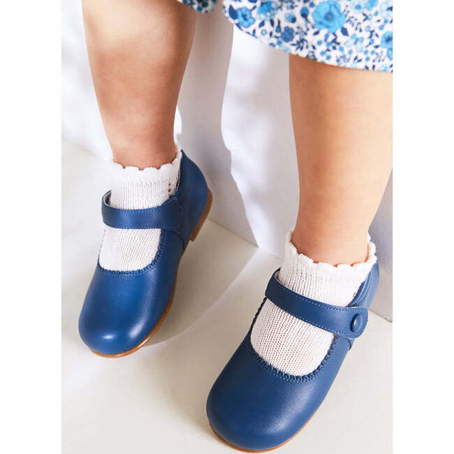 Leather Mary Jane Baby Shoes, French Blue