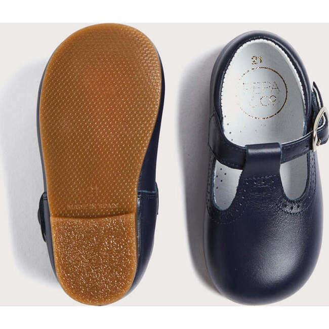 Leather T-Bar Baby Shoes, Navy