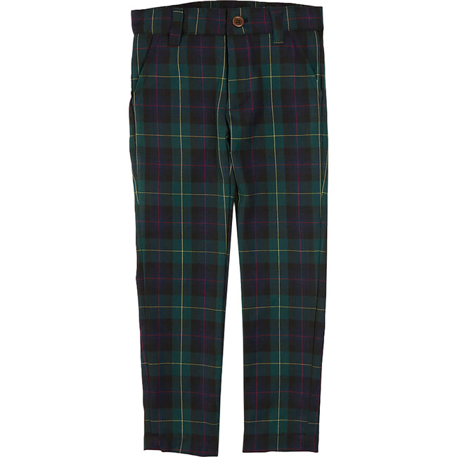 Festive Tartan Trousers, Green - Pants - 1