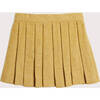 Herringbone Pleated Leather Buckled Kilt, Mustard - Skirts - 4 - thumbnail