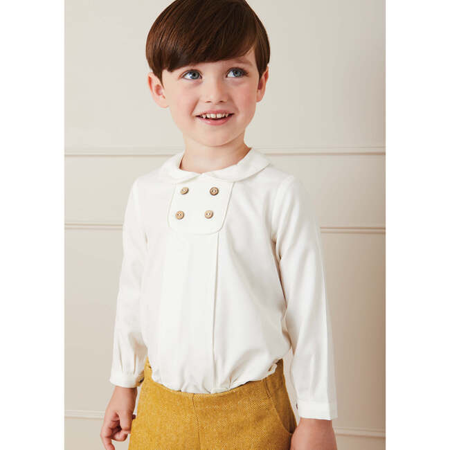 Peter Pan Collar Front Button Shirt, White