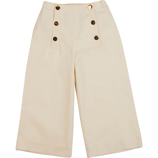Wide Leg Front Button Trousers, Beige