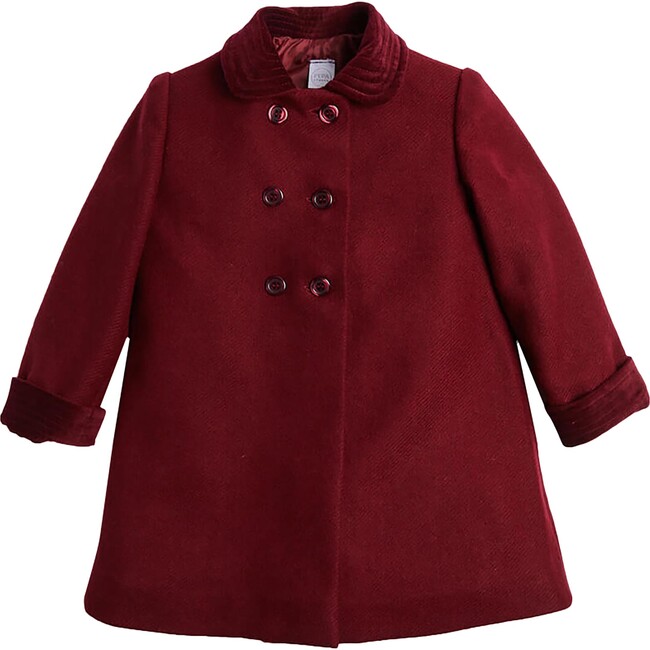 Traditional Double Breasted Coat, Burgundy