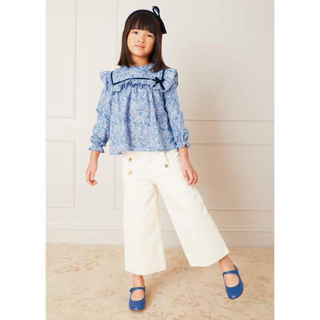 Wide Leg Front Button Trousers, Beige