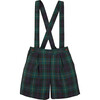 Tartan Shorts With Adjustable Braces, Green - Shorts - 1 - thumbnail