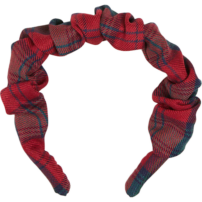 Tartan Scrunchie Hairband, Red - Hair Accessories - 1