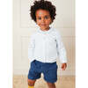 Wool Plain Folded Hem Shorts, Blue - Shorts - 3 - thumbnail