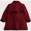 Traditional Double Breasted Coat, Burgundy - Coats - 4 - thumbnail