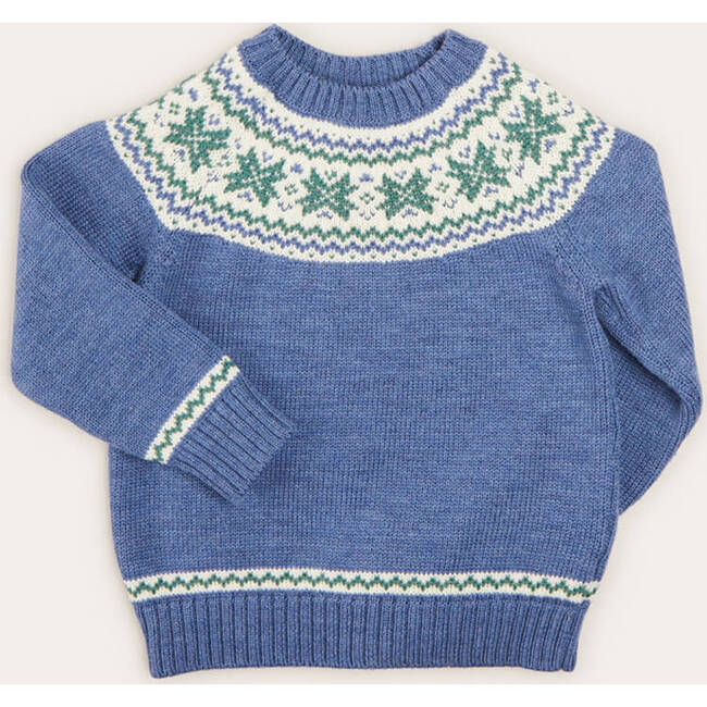Classic Fair Isle Merino Wool Jumper, Blue - Sweaters - 1