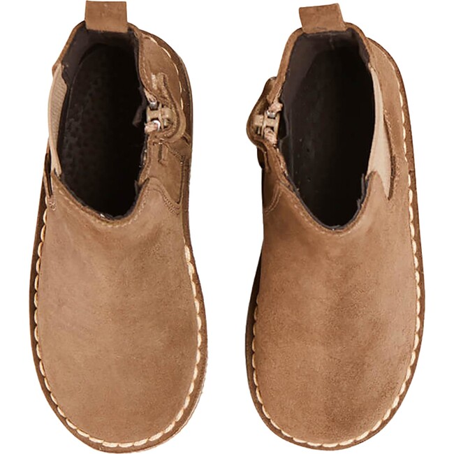 Suede Zipped Ankle Boots, Tan