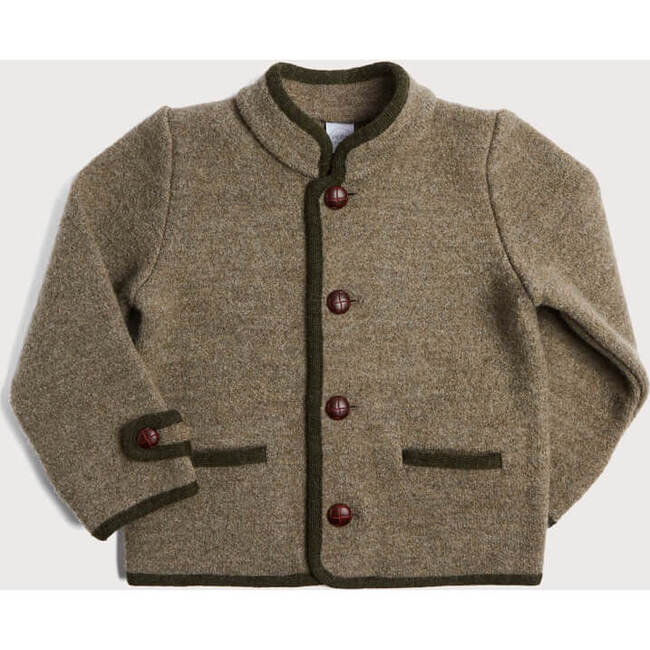 Austrian Single Breasted Contrast Trim Jacket, Brown