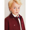 Traditional Double Breasted Coat, Burgundy - Coats - 6 - thumbnail
