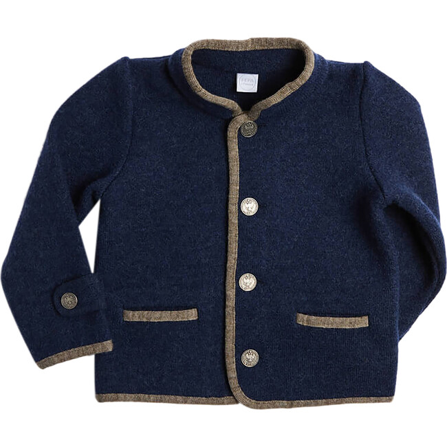 Austrian Single Breasted Contrast Trim Jacket, Blue