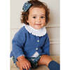 Cable Detail Cardigan, French Blue - Cardigans - 3 - thumbnail