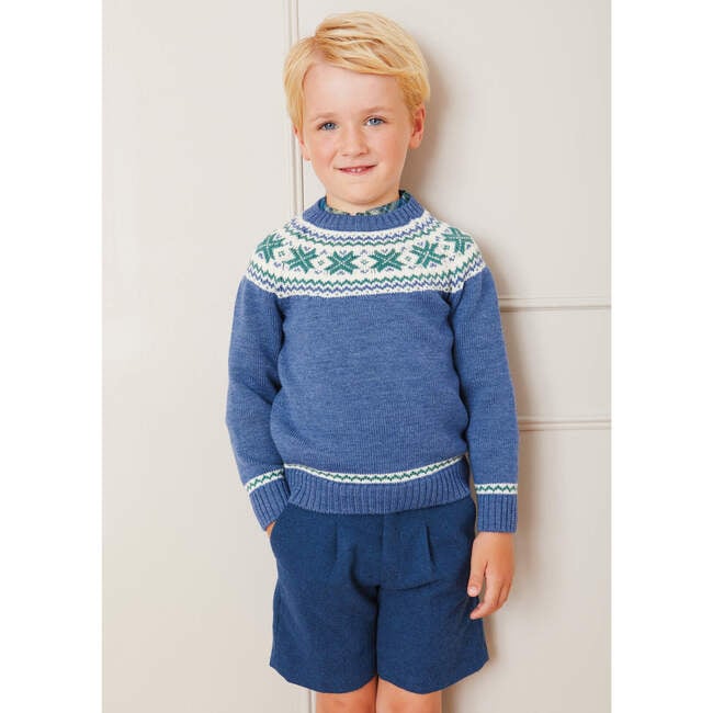 Classic Fair Isle Merino Wool Jumper, Blue - Sweaters - 4