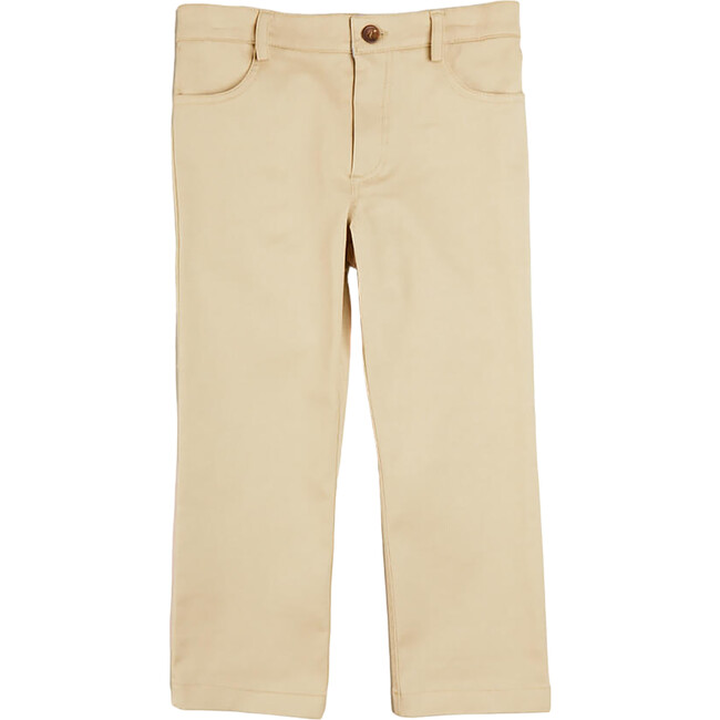 Plain Elastic Waistband 5-Pocket Chino Trousers, Camel