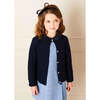 Openwork Long Sleeve Button-Up Knit Cardigan, Navy - Cardigans - 2 - thumbnail