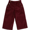 Gold Button Wide Leg Corduroy Pocket Trousers, Burgundy - Pants - 1 - thumbnail
