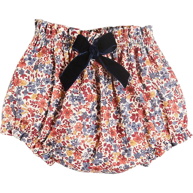 Beatrice Floral Print Bow Elastic Waist Bloomers, Caramel - Bloomers - 1