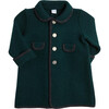 Austrian Contrast Trim Single Breasted Coat, Bottle Green & Grey - Coats - 1 - thumbnail