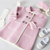 Austrian Double Breasted Contrast Trim Baby Coat, Baby Pink & White - Coats - 2