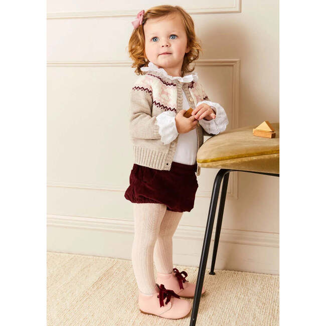 Elastic Waistband Corduroy Button Bloomers, Burgundy