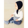 Floral Embroidered Ruffle Collar Long Sleeve Bodysuit, Blue - Onesies - 4 - thumbnail