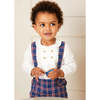 Eaton Checkered Shoulder Braces Button Shorts, Navy - Shorts - 2 - thumbnail