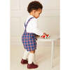 Eaton Checkered Shoulder Braces Button Shorts, Navy - Shorts - 4 - thumbnail