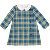 Check Peter Pan Collar Trapeze Dress, Classic Blue - Dresses - 1 - thumbnail