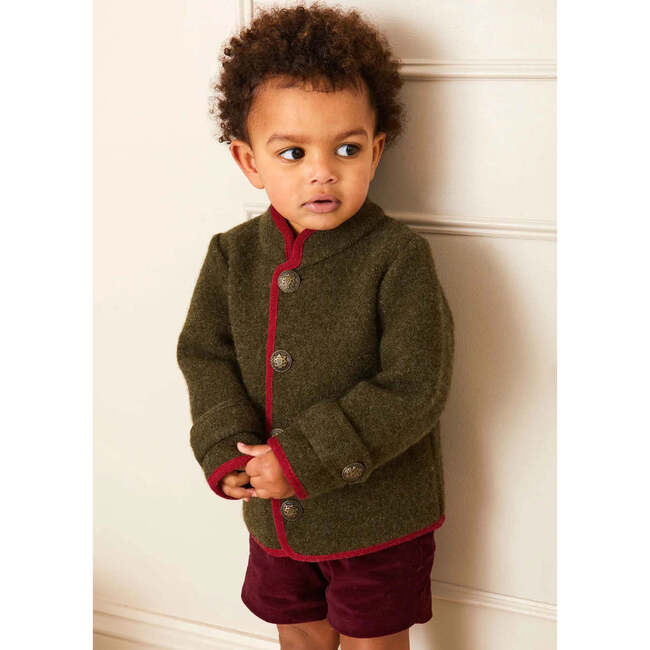 Austrian Single-Breast Contrast Trim Pocket Jacket, Green