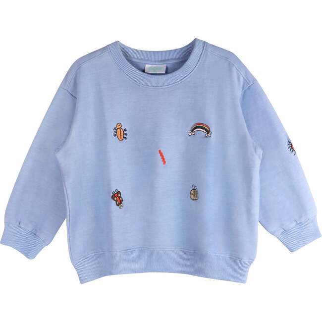 Fun Embroidered Sweatshirt & Drawstring Pants 2-Piece Set, Blue
