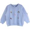Fun Embroidered Sweatshirt & Drawstring Pants 2-Piece Set, Blue - Mixed Apparel Set - 2 - thumbnail