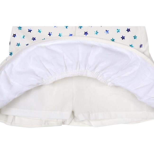 White Sequin Stars Denim Skort